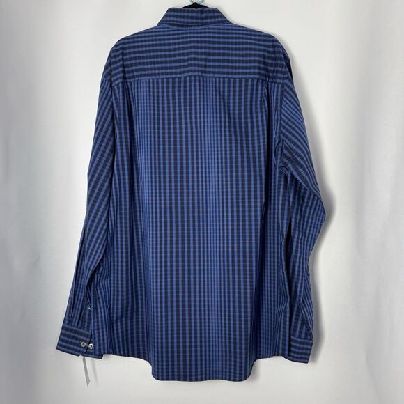 Van Heusen 2XLT Shirt Blue Plaid Button Down Long Sleeve NWT Work Casual - Picture 2 of 8